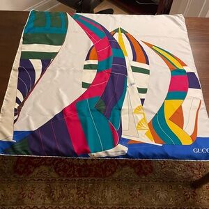 Vintage Gucci Silk Scarf Abstract Sailboats